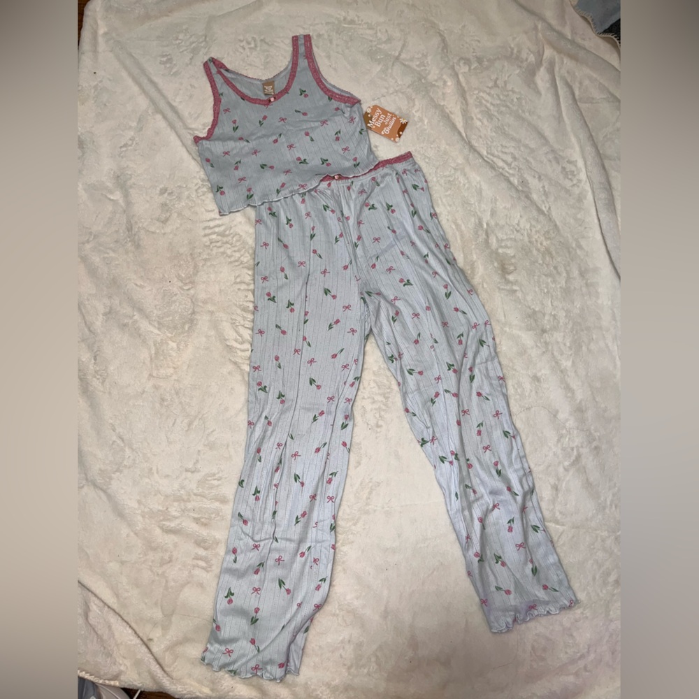 Floral Pajama Set with Pink Accents
